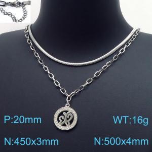 Stainless Steel Stone Necklace - KN197314-Z
