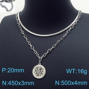Stainless Steel Stone Necklace - KN197320-Z