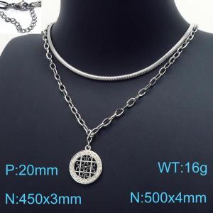 Stainless Steel Stone Necklace - KN197326-Z