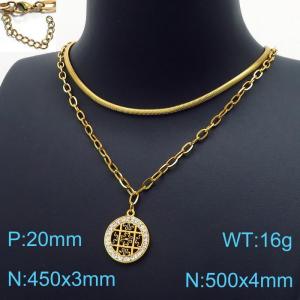Stainless Steel Stone Necklace - KN197327-Z
