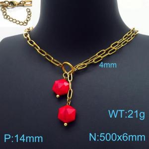 SS Gold-Plating Necklace - KN197337-Z