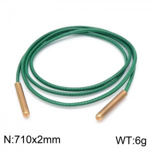 710mm Women Fashion Green Rose Gold Stainless Steel&Leather Cord Necklace - KN197995-Z
