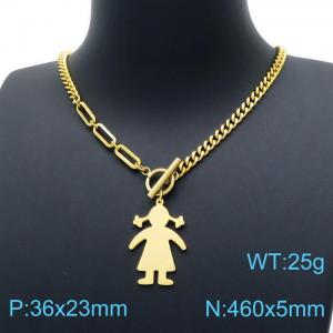SS Gold-Plating Necklace - KN198060-Z