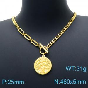 SS Gold-Plating Necklace - KN198061-Z