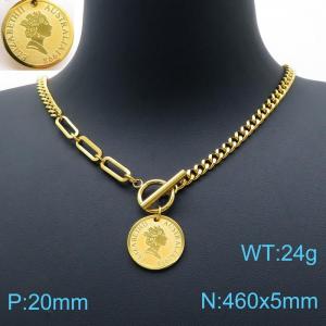 SS Gold-Plating Necklace - KN198064-Z