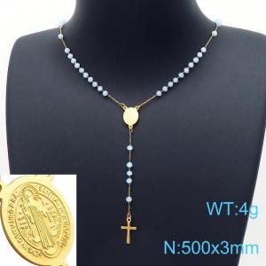 Stainless Steel Rosary Necklace - KN198121-HDJ