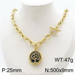 SS Gold-Plating Necklace - KN198460-Z