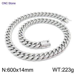 Stainless Steel Stone Necklace - KN198620-KFC