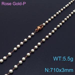 SS Rose Gold-Plating Necklace - KN198945-Z