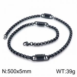 Stainless Steel Black-plating Necklace - KN199690-KLHQ