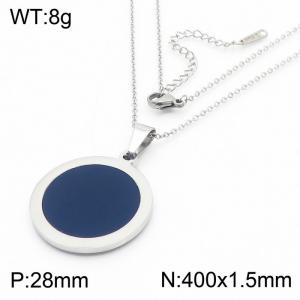 Simple circular black shell titanium steel necklace - KN201171-HG