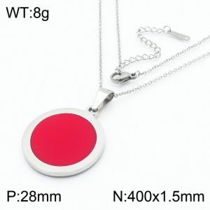 Simple Round Red Shell Titanium Steel Necklace - KN201172-HG