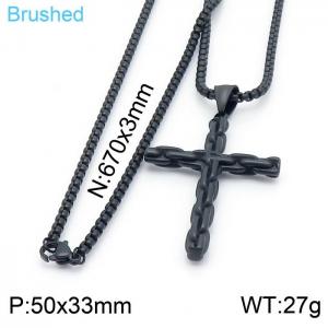 Stainless Steel Black-plating Necklace - KN201395-KFC