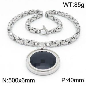 Stainless Steel Stone Necklace - KN201467-Z