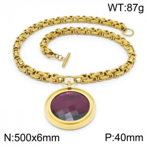 Stainless Steel Stone Necklace - KN201468-Z