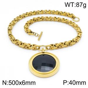 Stainless Steel Stone Necklace - KN201469-Z