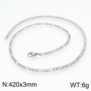 Stainless Steel Stone Necklace - KN225059-Z