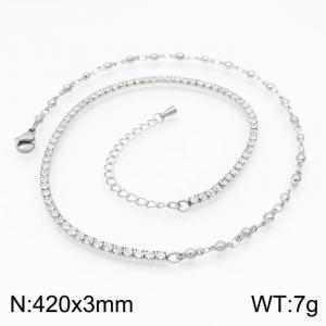 Stainless Steel Stone Necklace - KN225061-Z
