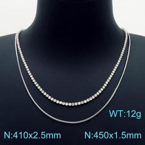 Stainless Steel Stone Necklace - KN225063-Z
