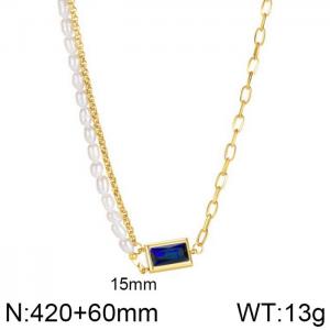 Stainless Steel Stone Necklace - KN226496-WGTY