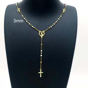 Stainless Steel Rosary Necklace - KN226960-YU