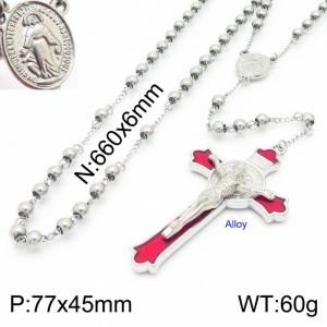 Stainless Steel Rosary Necklace - KN227336-Z