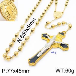 Stainless Steel Rosary Necklace - KN227342-Z