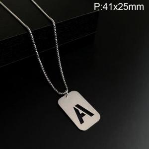 Stainless Steel Letter Necklace - KN227482-WGLB
