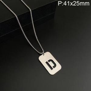 Stainless Steel Letter Necklace - KN227485-WGLB