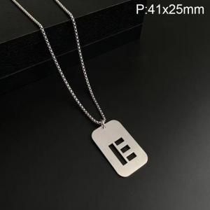 Stainless Steel Letter Necklace - KN227486-WGLB