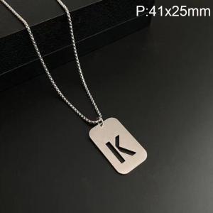 Stainless Steel Letter Necklace - KN227492-WGLB