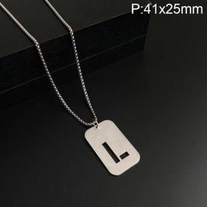 Stainless Steel Letter Necklace - KN227493-WGLB