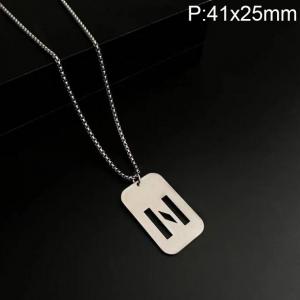 Stainless Steel Letter Necklace - KN227495-WGLB