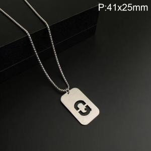Stainless Steel Letter Necklace - KN227498-WGLB
