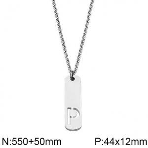 Stainless Steel Letter Necklace - KN227523-WGLL