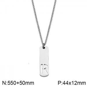 Stainless Steel Letter Necklace - KN227525-WGLL