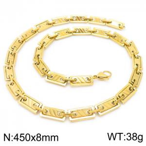 8mm=45cm=Handmade stainless steel rectangular inner buckle diagonal chain, fashionable ins style fashionable gold necklace - KN228525-Z