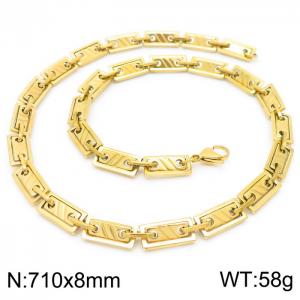 8mm=71cm=Handmade stainless steel rectangular inner buckle diagonal chain, fashionable ins style fashionable gold necklace - KN228530-Z