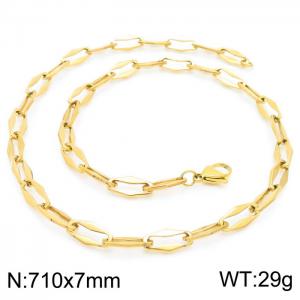 7mm=71cm=Handmade fashion titanium steel hollowed out 7mm rhombus chain design simple neutral aureate necklace - KN228641-Z