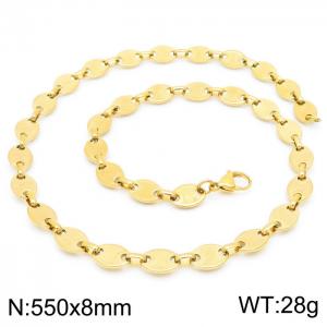 8mm=55cm=Fashion design stainless steel pressure point pig nose chain women's luxury chain aureate necklace - KN228785-Z