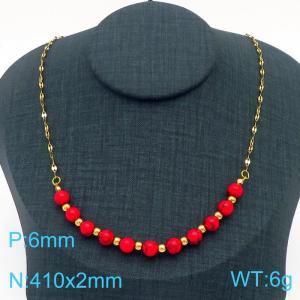 Stainless Steel Stone Necklace - KN229242-Z