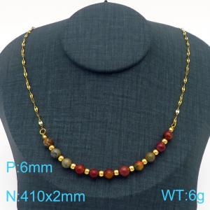 Stainless Steel Stone Necklace - KN229244-Z
