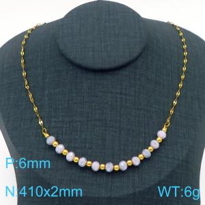 Stainless Steel Stone Necklace - KN229246-Z