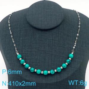 Stainless Steel Stone Necklace - KN229249-Z