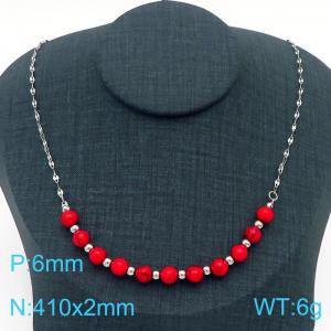 Stainless Steel Stone Necklace - KN229250-Z