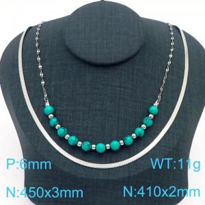 Stainless Steel Stone Necklace - KN229252-Z