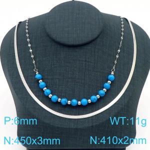 Stainless Steel Stone Necklace - KN229253-Z