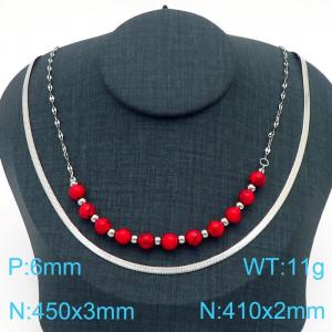 Stainless Steel Stone Necklace - KN229254-Z