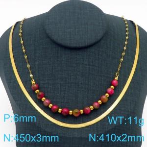 Stainless Steel Stone Necklace - KN229256-Z