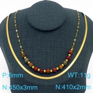 Stainless Steel Stone Necklace - KN229259-Z